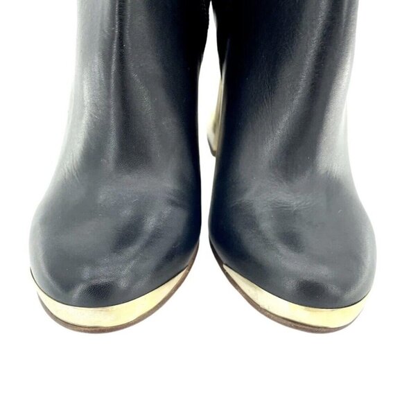Topshop Boots Leather Ankle Boots Metal Plate Block Heel Boots SZ 36 EU New - Picture 4 of 12